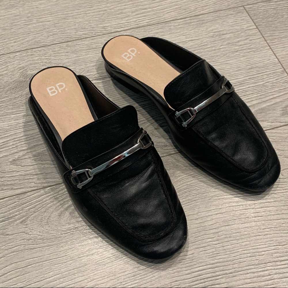 B.P. Black Genuine Leather Mules 6.5